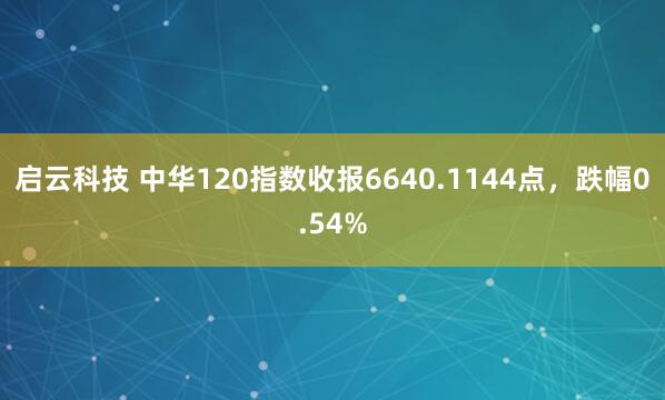 启云科技 中华120指数收报6640.1144点，跌幅0.54%